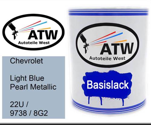 Chevrolet, Light Blue Pearl Metallic, 22U / 9738 / 8G2: 1L Lackdose, von ATW Autoteile West.